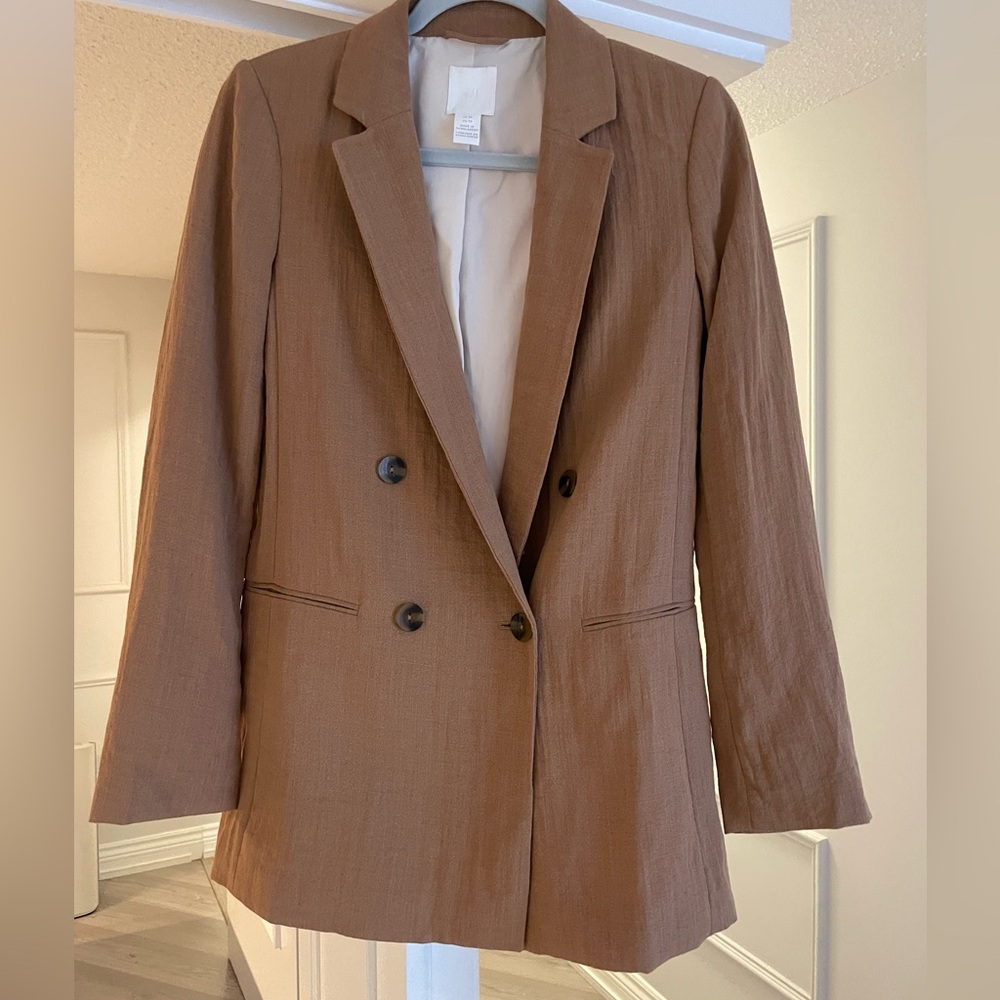 H&M Tan Double-Breasted Blazer
